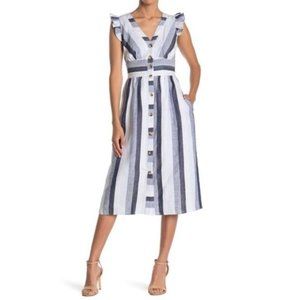 J Crew Point Sur linen stripe dress
